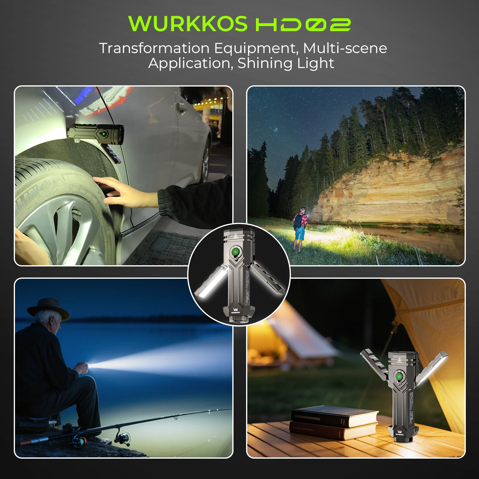 ไฟฉาย Wurkkos HD02 21700 LED ขนาดเล็ก แสงยูวี 3200 ลูเมน ชาร์จซ้ำได้ 6500K ไฟฉายแม่เหล็กปรับรูปทรงได้ พกพาสะดวก สำหรับตกปลา ล่าสัตว์