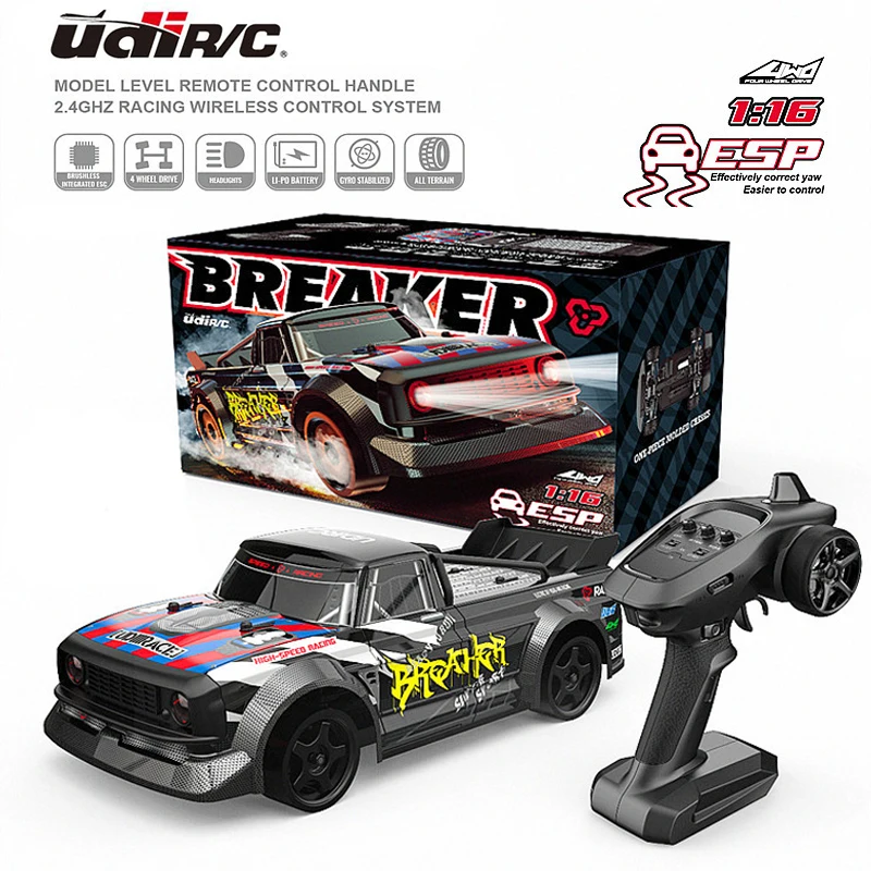 UdiRC UD1601 Pro RC Car 1/16 2.4GHz 4WD RC Racing Car 40km/h High Speed Brushless Motor RTR with Electronic Stability System