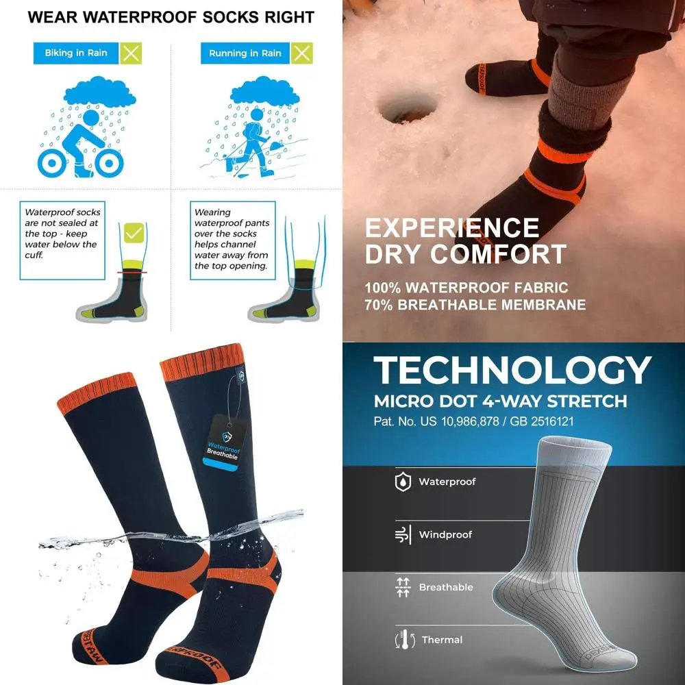Calcetines impermeables DexShell para hombres y mujeres: calcetines para botas de media pantorrilla, cálidos para senderismo, acampada en clima húmedo frío extremo