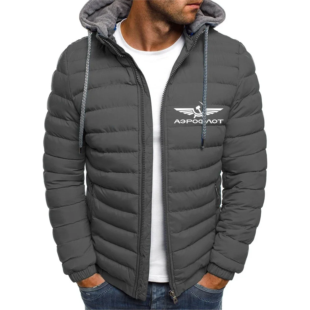 

2024 Aeroflot Aviation Russe Pilote Aerospace Autumn Winter CCCP Cardigan Zip Warmer Hooded Solid Color Thickened Padded Jackets