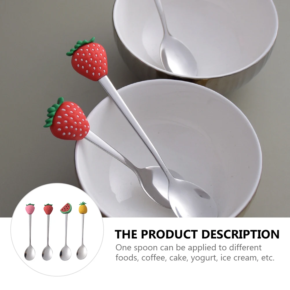 

4 шт. десертная ложка, сервировочная посуда для фруктов, нержавеющая сталь, милые ложки для смешивания из материала для торта