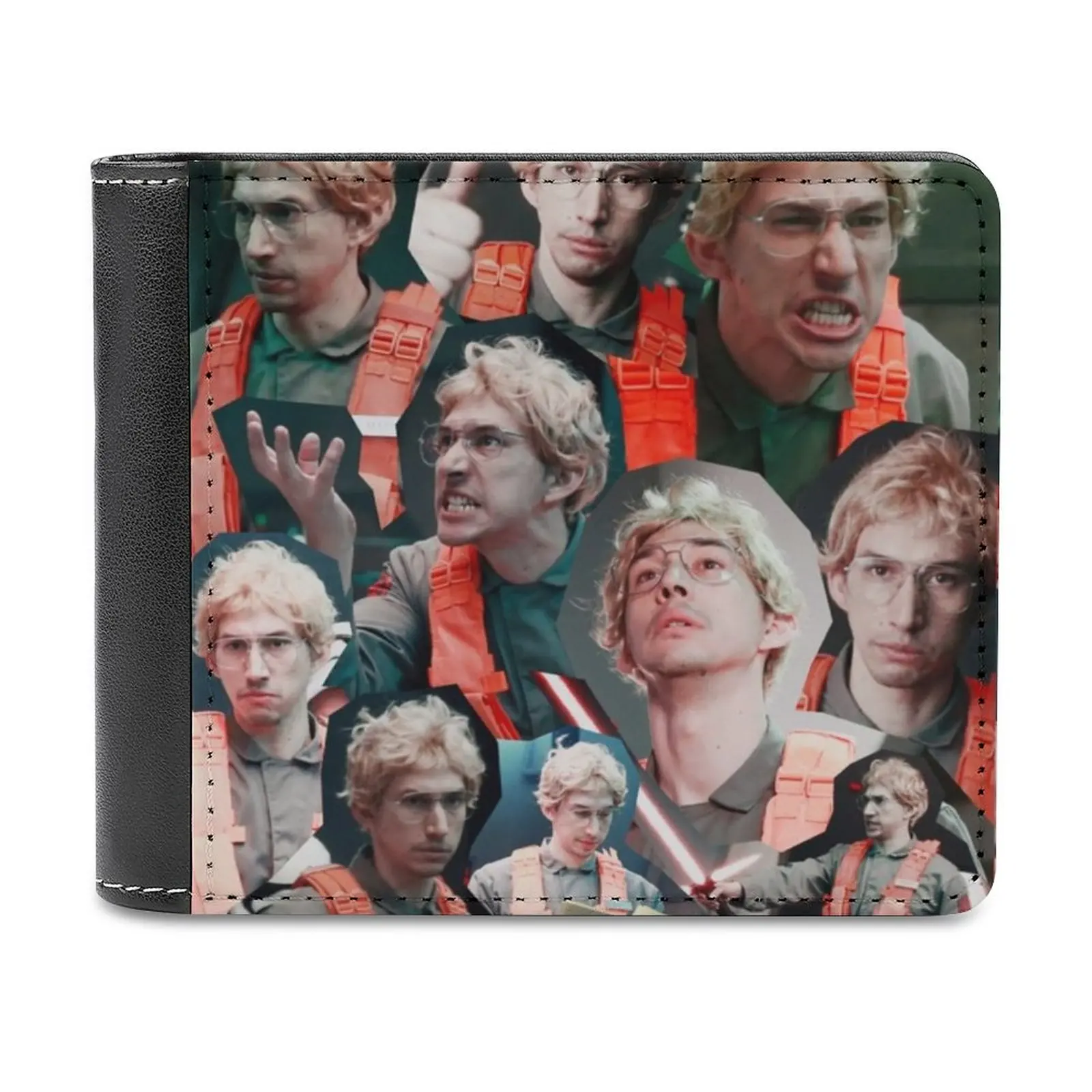 Adam Driver Collage Modifica Matt The Radar Technician Portafoglio da uomo in pelle Pu Portamonete corto da uomo Porta carte di credito per uomo Borsa per soldi