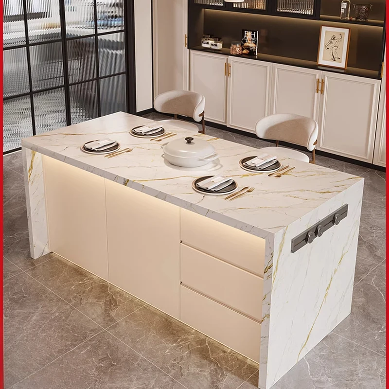 

French Cream Wind Rock Slab Household Open Kitchen Partition Multi-functional Console