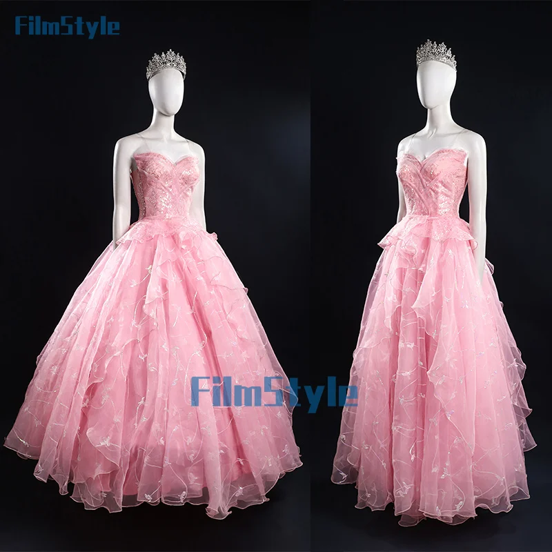 FilmStyle Wicked Glinda Cosplay Costume Pink Woman Dress Aceesories Beautiful Outfit Christmas New Year Fancy Dress Custom Size