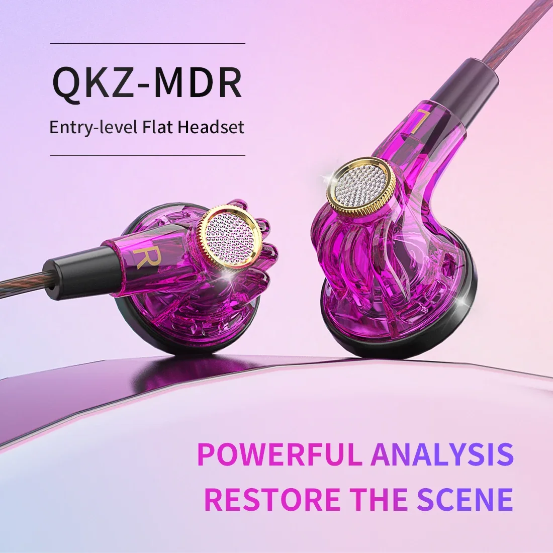 

QKZ MDR 16MM Dynamic Driver HiFi Headphones with Mic In Ear Earphone Flat Head Plug Earbuds Bass Sports Headset for xiaomi