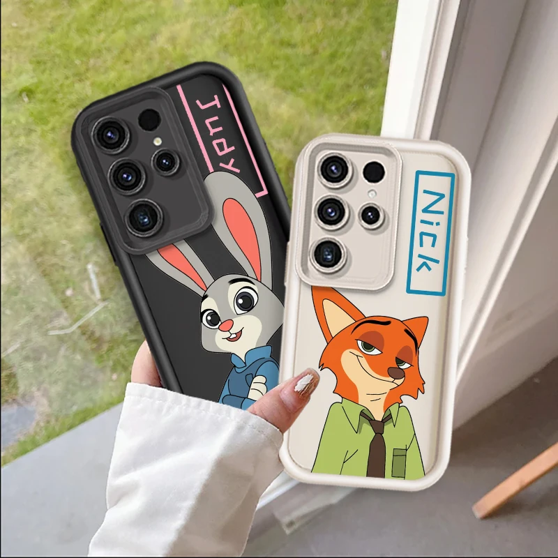 Disney Zootopia Cute For Samsung Note 20 S24 S23 S22 S21 S20 Ultra Plus FE A25 A23 A22 A15 A31 5G Eye Ladder Back Phone Case