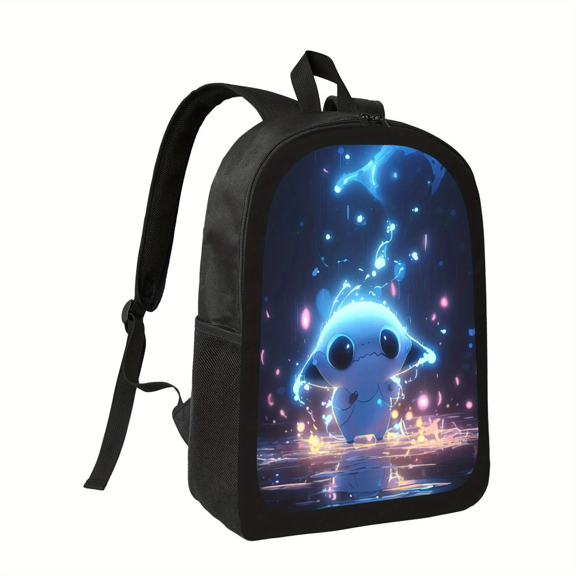 

Cute blue rainy day biological double shoulder printed schoolbag, unisex. Light and large capacity, adjustable shoulder strap