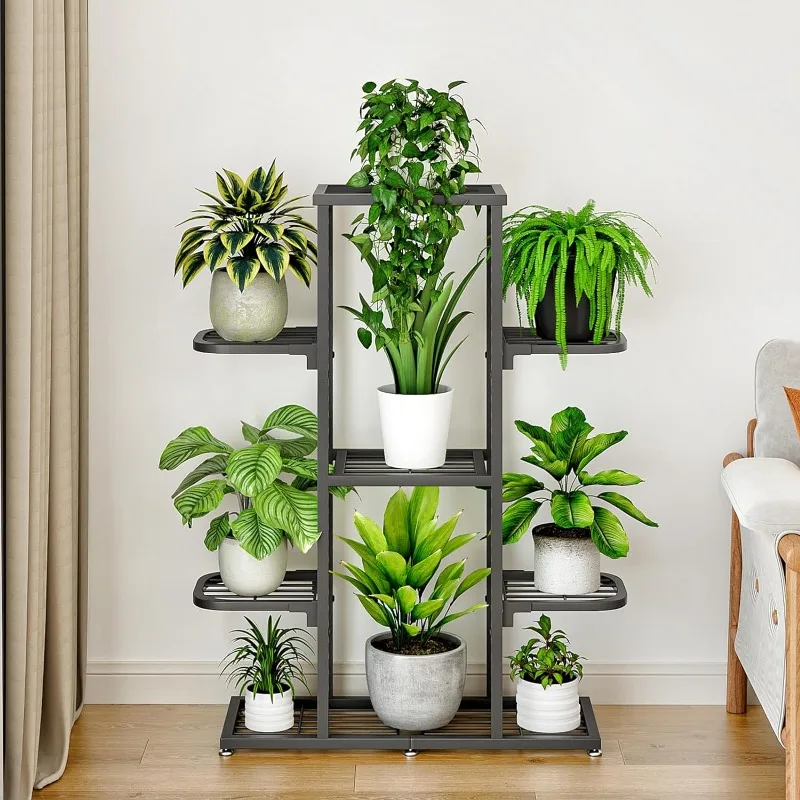 Plant Stand 5 Tier 9 Potted Indoor Outdoor Multiple Flower Pot Holder Shelves Planter Rack Storage Organizer Display for