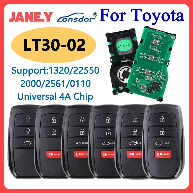 

Lonsdor LT30-02 For Toyota Camry Corolla Allion Levin Smart Remote Car Key 4A Chip KH100+ K518 Support 2000 2561 0110 1320 2550
