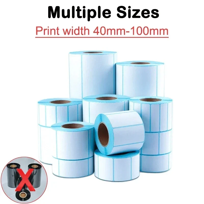 1Roll Width 40/50/60/70/80/90/100mm Self-Adhesive Stickers Shipping Thermal Label Barcode no Carbon Band Required