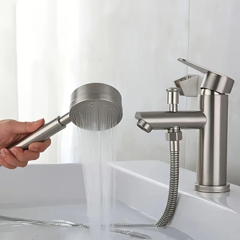 

304 stainless steel faucet, bathroom washbasin, hot and cold mixed water valve, matched with water pipe and showerhead