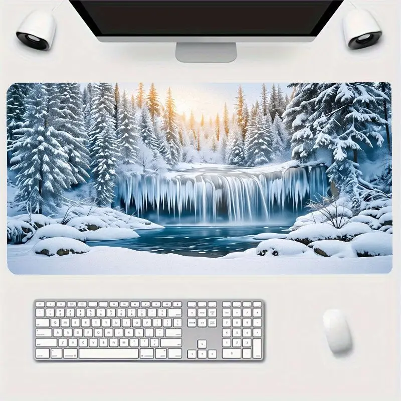 Brand Winter Snowscape Large Mouse Pad Ice Forest Theme Desk Mat Soft Comfortable Office Gaming iMac Accessory Enhance Work Ambi