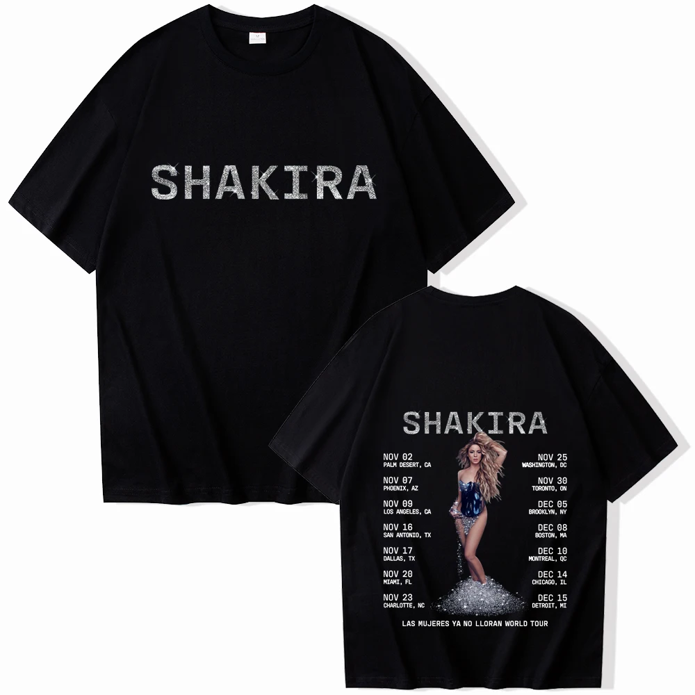 Shakira Las Mujeres Ya No Lloran World Tour 2024 T-shirt Women O-neck Summer Casual Shirt Oversized T Shirt for Men Regular