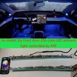 256 colori luce ambientale per Tesla model 3/y porta d'ingresso radio incisione luce ambientale il colore è regolato dal controllo app