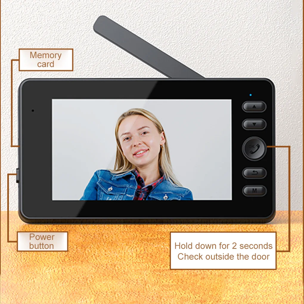 Wireless Video Doorbell 4.3in lPS Screen HD 1080P Night Vision Waterproof Visual Doorbell Camera Home Security Two-way Intercom