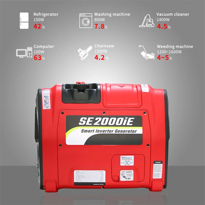 الذكية 2000 واط منخفضة الضوضاء 58db Generadores A De Gasolina Silencioso مولد بنزين محمول صغير صامت مع تقرير اختبار الضوضاء