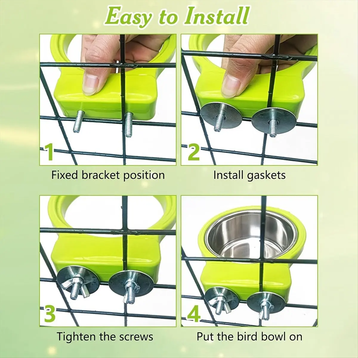 ABZT 2 PCS Bird Feeding Dish Cups Perch Stand Hanging Stainless Steel Bird Bowls Food Container Food and Bowls with Spoon