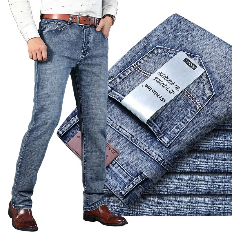 

Male All-match Trousers Four Season Men's High Quality Jeans Business Casual High Waist Denim Pants Simplicity Cool Clothing