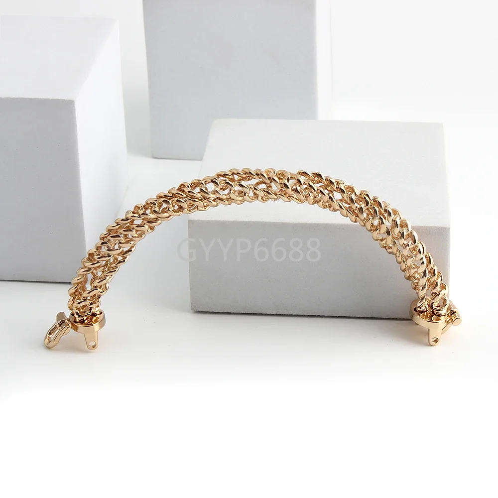 1/3/5PCS Light gold 14x7cm Metal Bag Handles With Chain For Shoulder Handbag Purses Frame Round Hanging Buckle DIY Accessories
