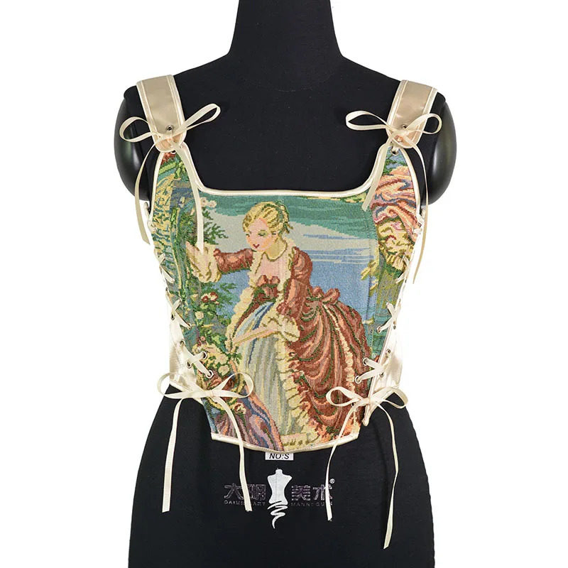 

Aesthetic Print Bodice Sexy Corset Bustier Tops To Wear Out Party Club Wear Vintage Crop Tank Top