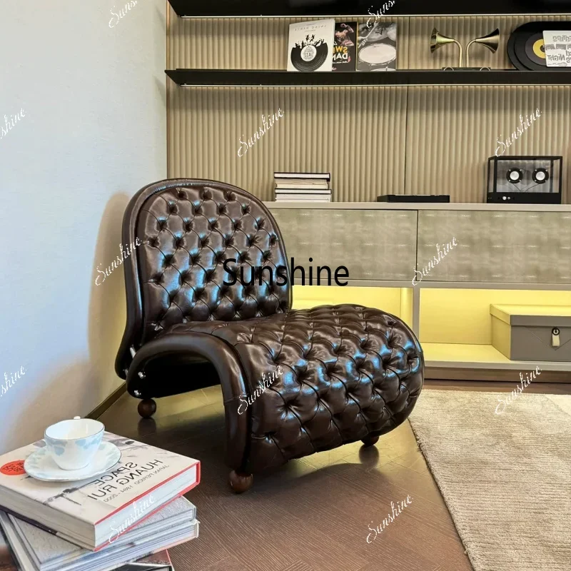 YYFRP lounge chair dark coffee buckle S-shaped sofa chair balcony lazy