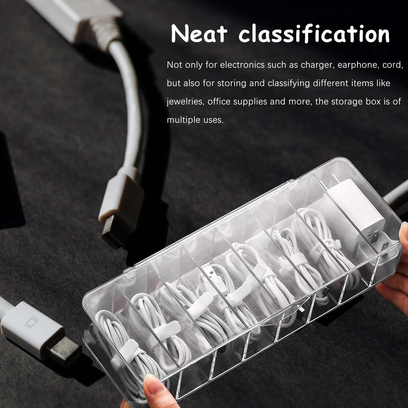 

Acrylic Cable Box ganizer for Electronics Cord Travel Portable Multi Cord ganizer functional