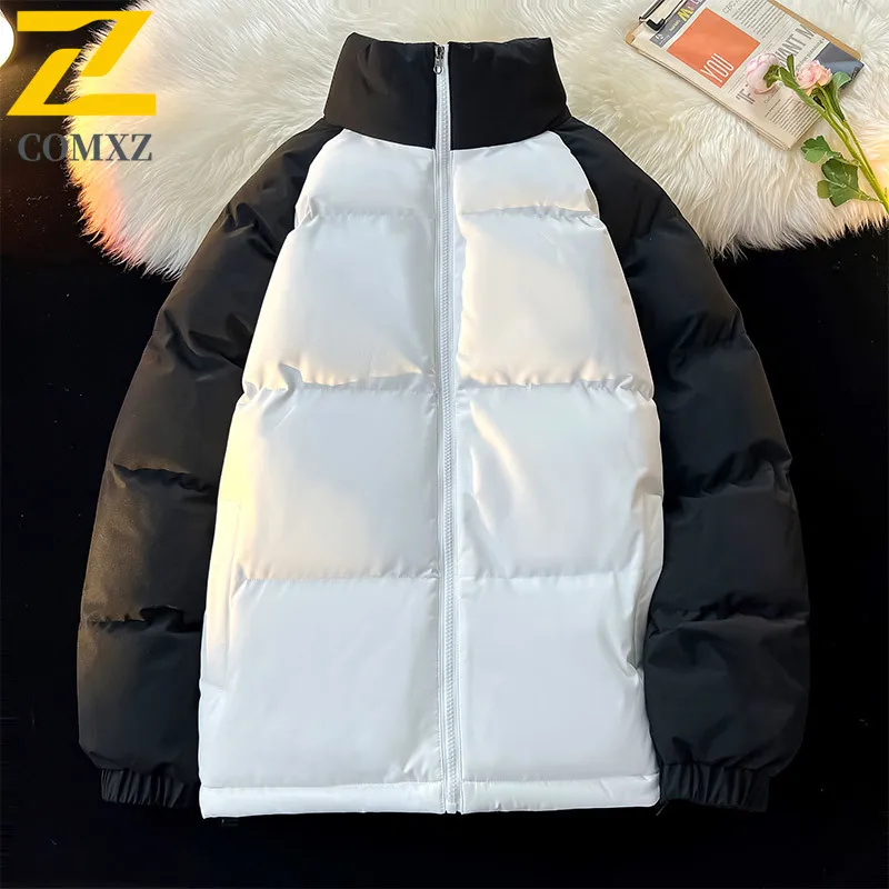 

Men's Puffer Coat Windproof Color Block Thick Loose Casual Cotton Snow Padding Coat Hiking Travel Winter Cotton-Padded Jacket