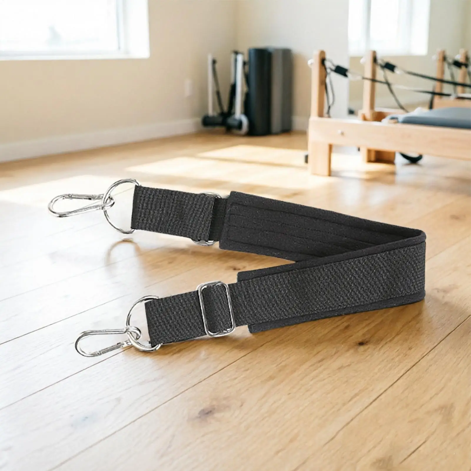 Picture 4: Reformer Footstrap Double-Loop Thickened Non-Slip Adjustable Yoga Pilates Reformer Foot Strap For Home Gym Studio Hotel