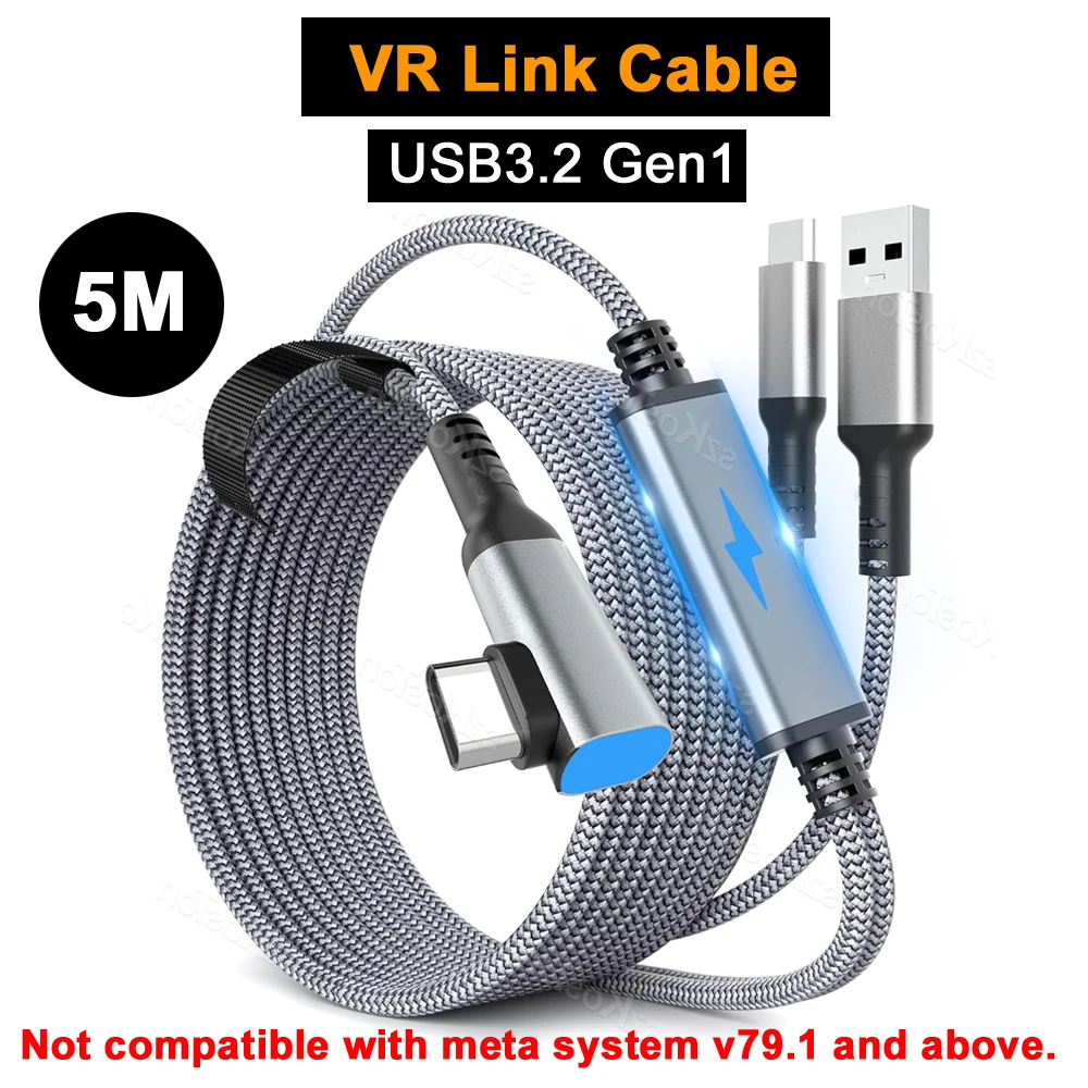Универсальный кабель USB3.2 Gen1 VR для гарнитуры Meta Quest 3S, Quest 3 PICO 4 VR, шнур для быстрой зарядки и передачи данных, аксессуары
