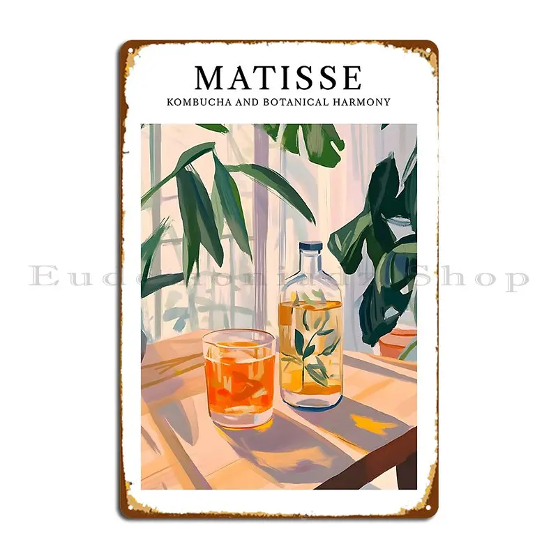 Matisse Inspired Print Kombucha And Botanical Harmony Metal Plaque Poster Vintage Create Kitchen Wall Mural Tin Sign Poster