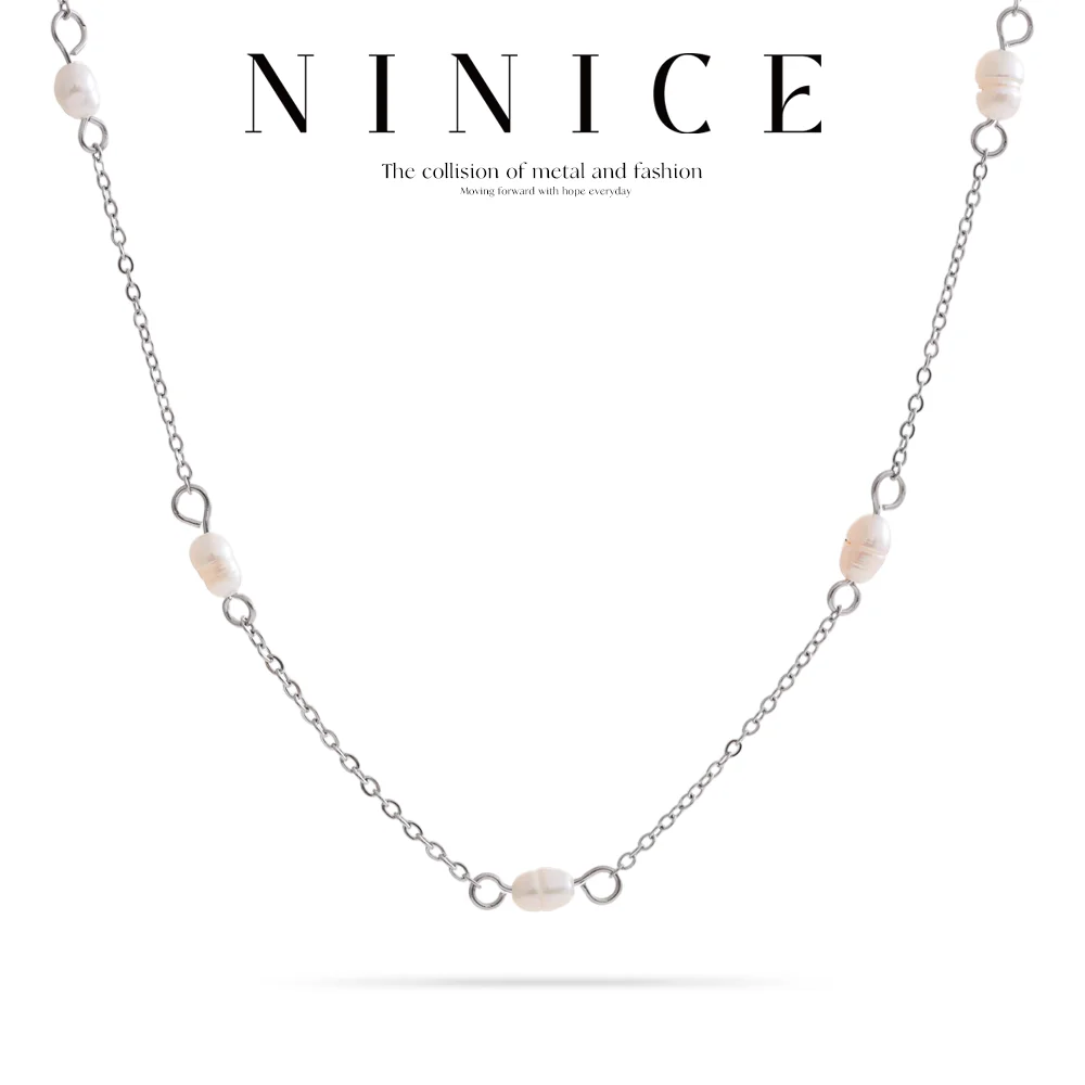 NiNice Necklaces for Women Stainless Steel Original Natural Freshwater Pearl Pendant Handmade Fashionable Simple Waterproof Gift
