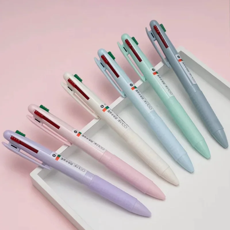 6pcs 4 in 1 MultiColor Pen Creative 0.5mm Ballpoint Pen Colorful Retractable Ballpoint Pens Multifunction Pen Writing Stationery