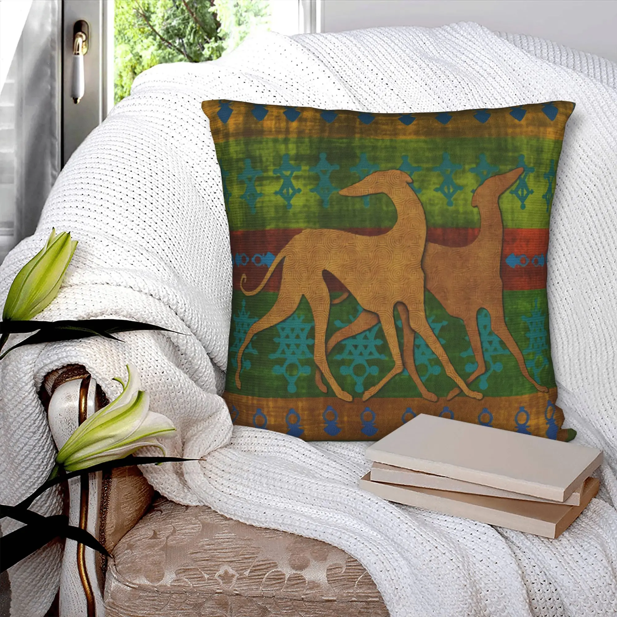 Greyhound Whippet Dog Pillow Case Decorative Hound Modern Cushion Cover Soft Pillowcase