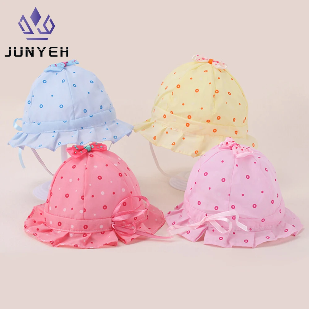 

Junyeh Kid's Spring Summer Sunshade Sun Caps 0-8 Months Cute Adjustable Baby Girls Fisherman Hats Newborn