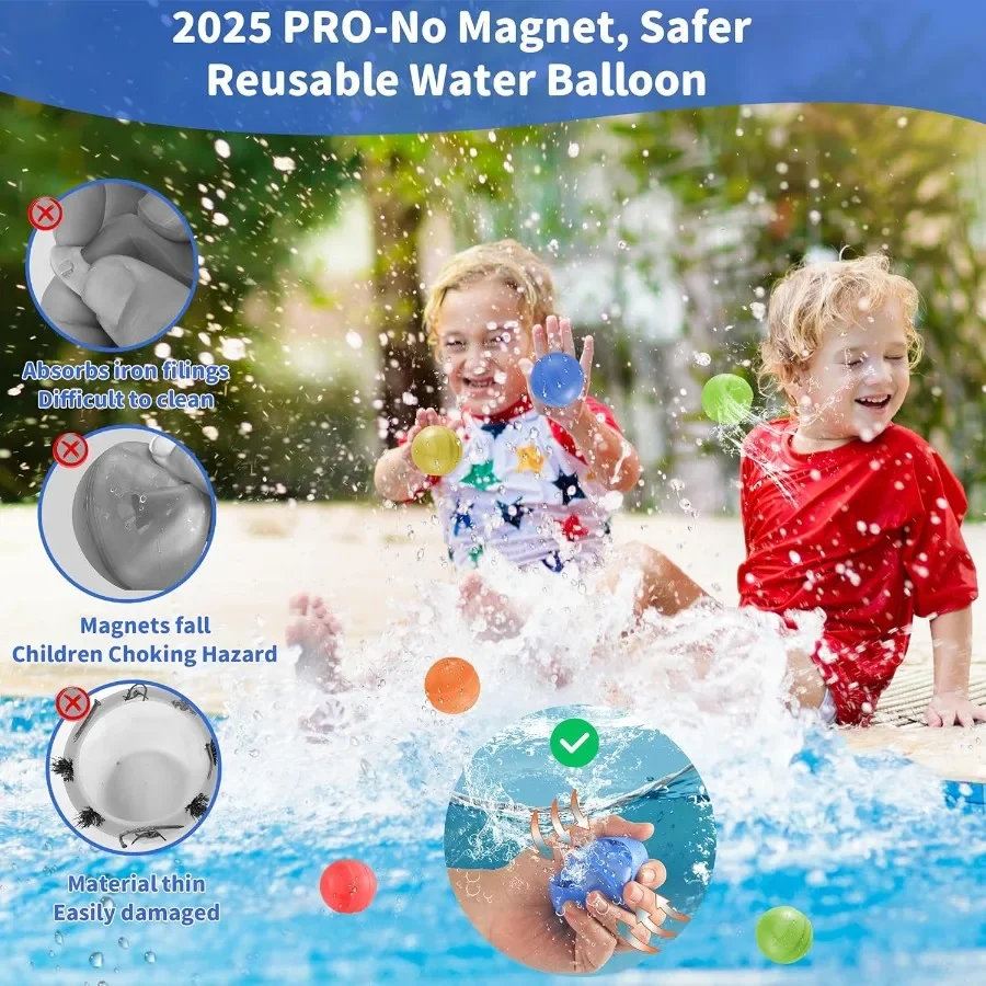 3 Stück wiederverwendbare WasserballonsQuickFill Wasserbomben Silikon-Wasserbälle für Kinder im Alter von 3–12 Jahren Outdoor-Wasserball kämpft Sommerparty Supp