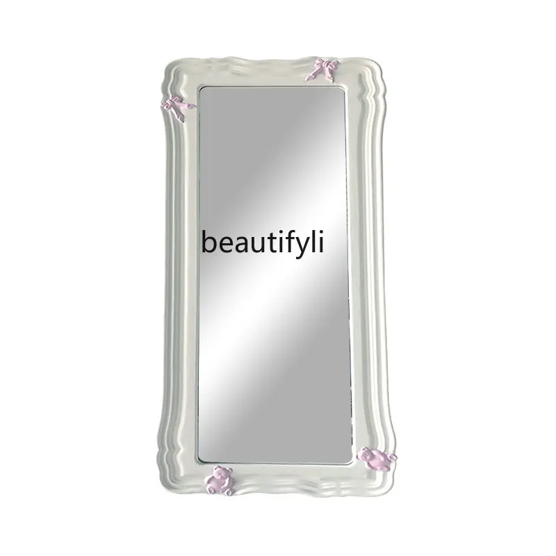 Full-Length Mirror Home Creative Wall Hanging Floor Mirror Girls Look Tall and Slim Bedroom Fitting Dressing Mirror