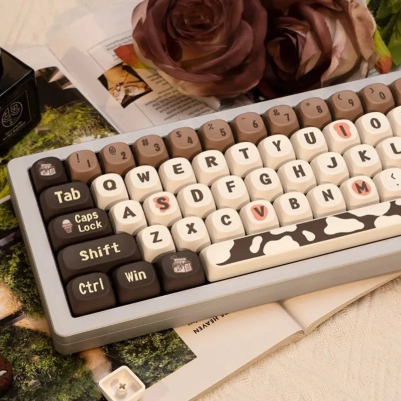 Coffee Keycap 136 Keys Caps MOA Height PBT Sublimation Office Mechanical Keyboard 98 87 84 75 68 Custom Keycaps Personalizada