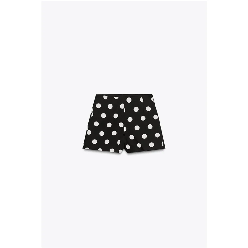 High Waist Polka Dot Print Slim Fit Casual Faion ort Pants Ci Walk Polyester Fiber Zipper Side Opening mid Length Skirt