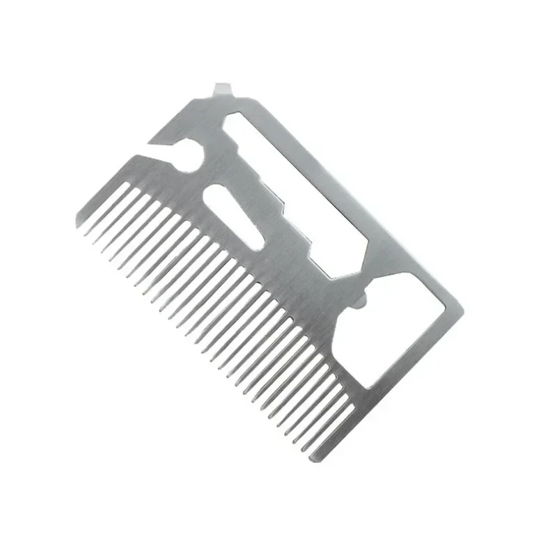 Men's Stainless Steel Comb Hairdressing, Beard Comb. Multi-function Bottle Opener Credit Card Size Gift for Men