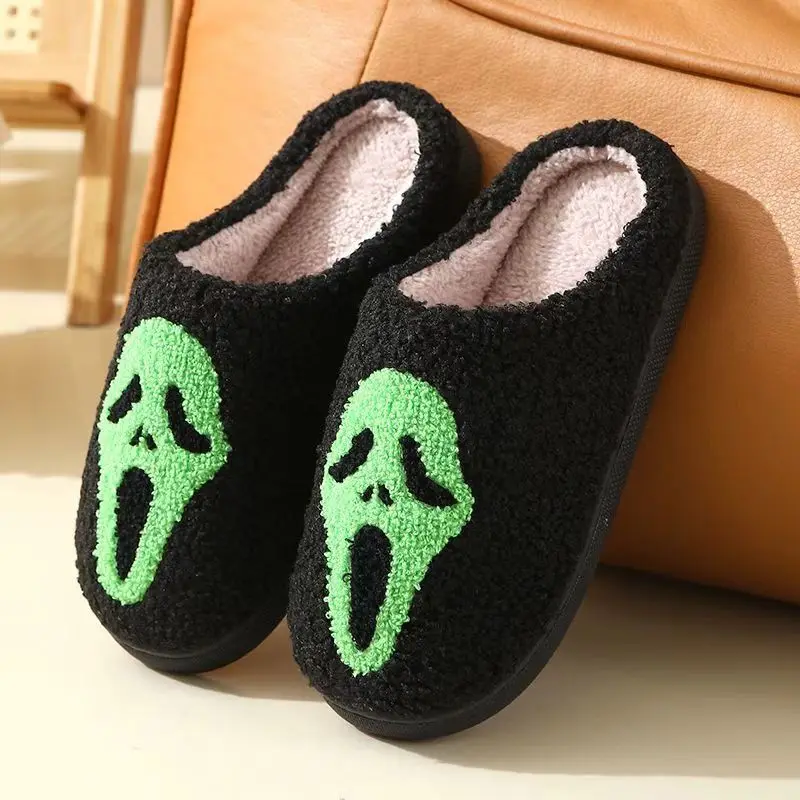 Halloween Slippers Spooky Ghost Slippers Cute Cozy Warm Plush Slip-On House Indoor Women Men Slipper Skeleton Ghostface EU 36-47