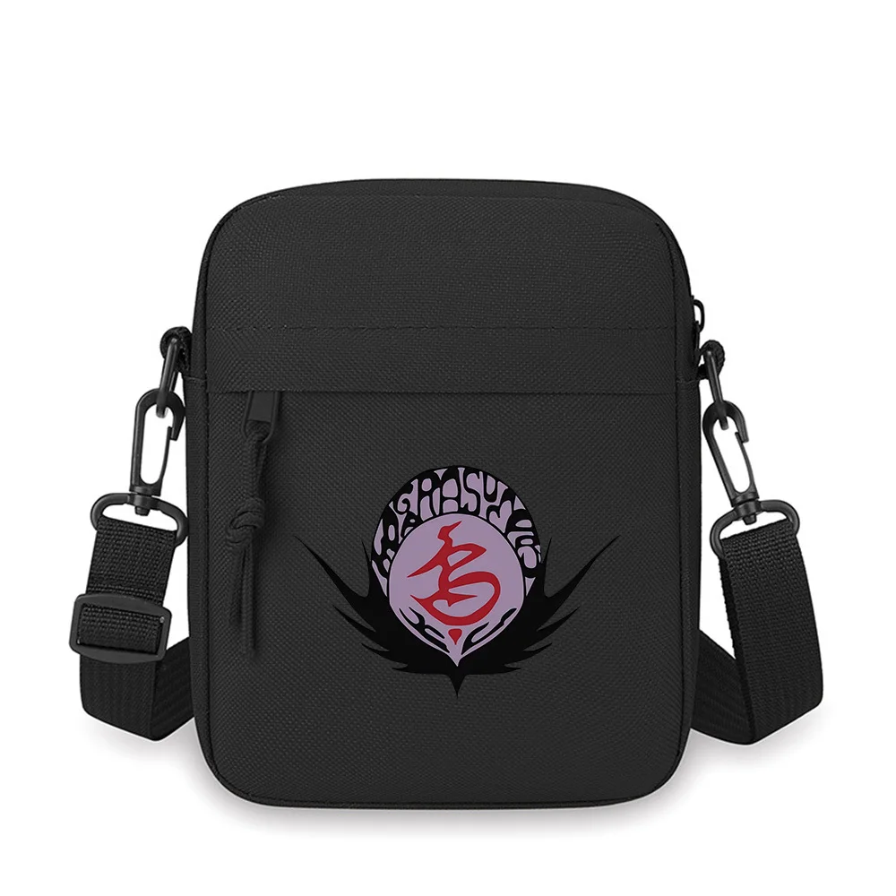Red symbol inside oval shape black wings Men Crossbody Bag Single Shoulder Women Cartoon Anime Film Printing Design Unisex
