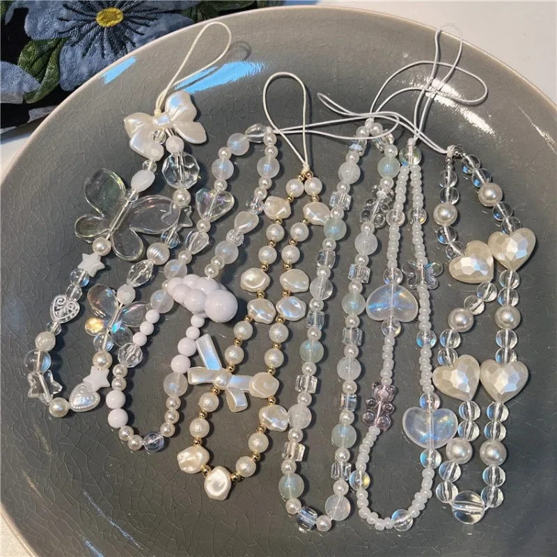 

Новый прозрачный шнурок в форме сердца с круглыми искусственными бусинами для женских аксессуаров с защитой от потери