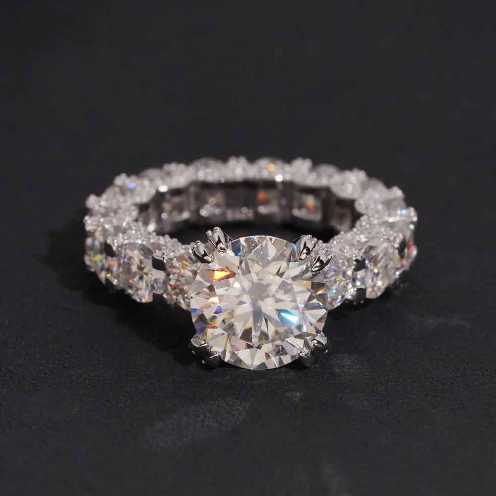 

5 Carat D Color Moissanite Eternity Ring for Women Rock Hip Hop Stackable Band Engagement Rings S925 Sterling Silver Party Gift