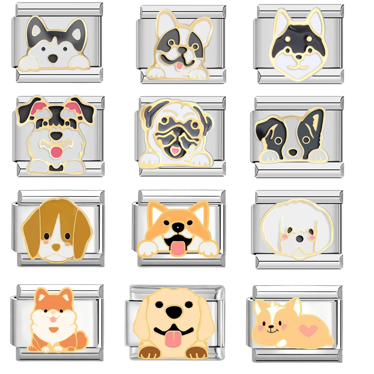 Serie Gourmet, hamburguesa, Donuts, café frito francés, abalorio italiano, diseño de enlace neutro, joyería DIY de moda 2025