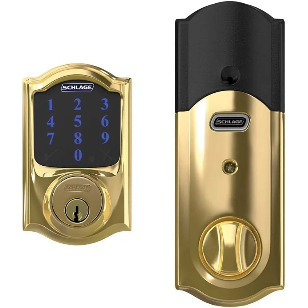 BE469NX Camelot Electronic Touchscreen Deadbolt C Keyway with 12344 Latch 10116 Strike Bright Brass Finish