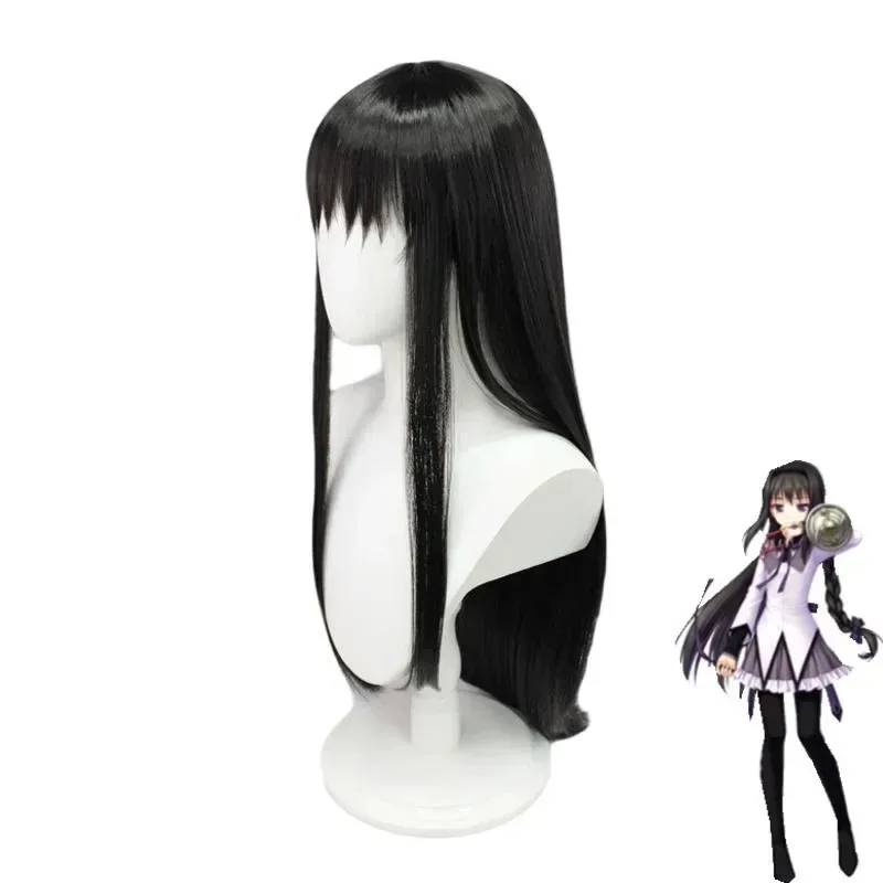 

2025 11 Magical Madoka Homura Akemi Cosplay Natural Black Synthetic Long Straight Anime Coser Cute Girl Wig Hallowe