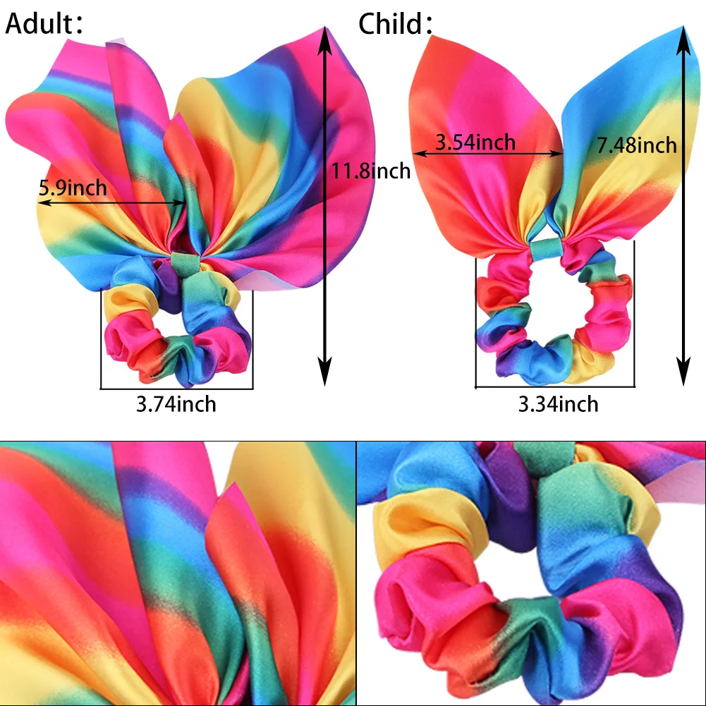 Haarschmuck mit Schleife Haar gummis Mädchen Frauen elastisches Haar Gummibänder elastisches Regenbogen band Haar Scrunchie Pferdes chwanz halter