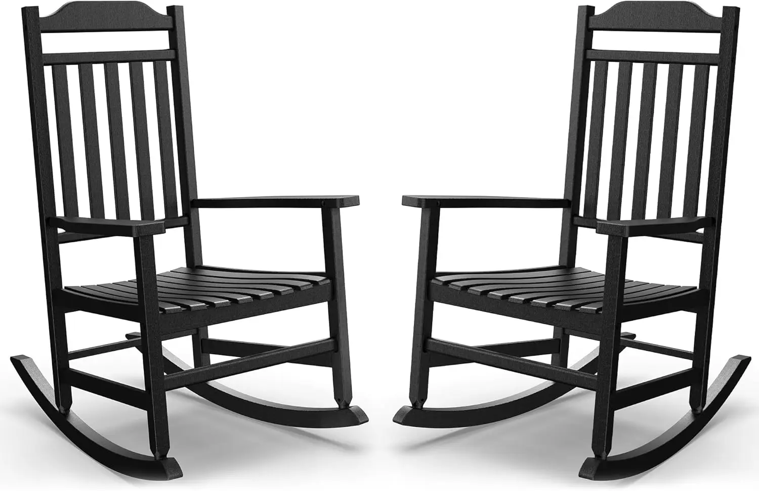 Set 2 sedie a dondolo da patio, poliresina resistente agli agenti atmosferici, schienale alto oversize, 350 libbre, per interni ed esterni, nero