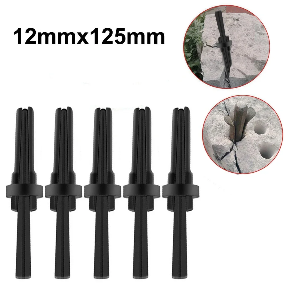 5pcs Stone Splitter 125x12mm Stone Splitting Tool Plug Wedges And Feather Shims Concrete Rock Splitters Stone Breaker Hand Tool