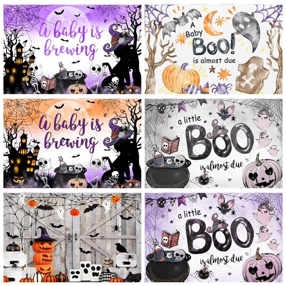 

Happy Halloween Photography Scary Pumpkin Background Children Portrait Family Party Decorations Banner Moon Background Photo